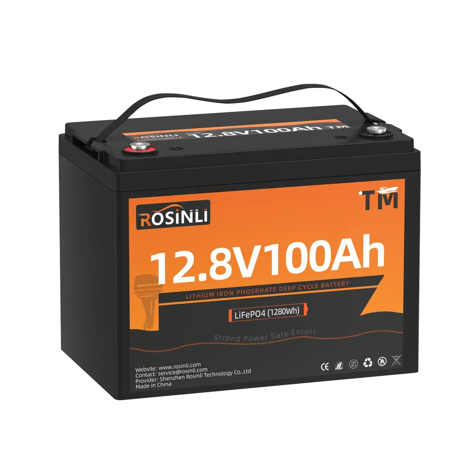 Batería LiFePO4 ROSINLI 12V 100Ah 1280Wh para sistema solar Cuba