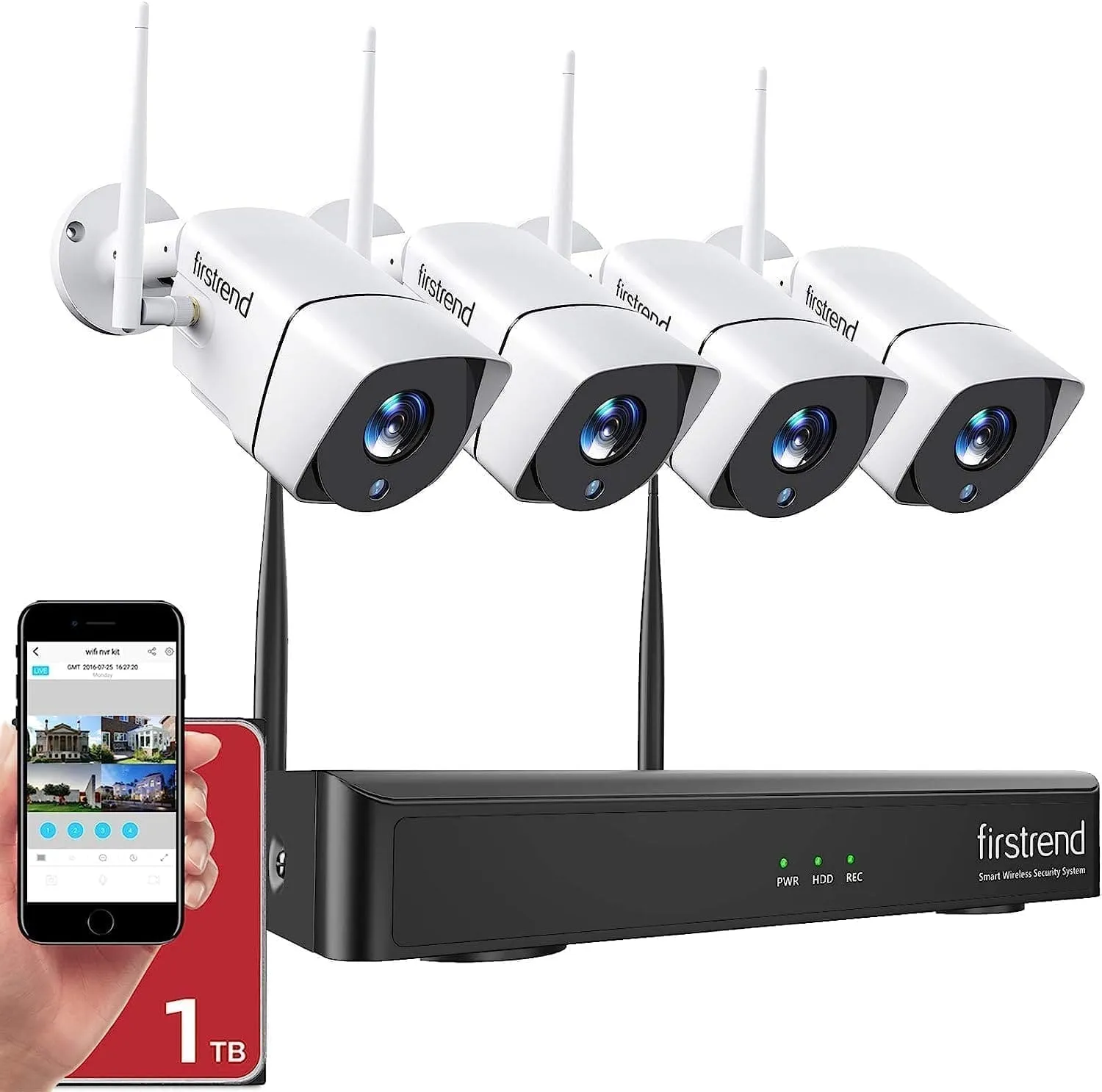 Firstrend sistema de seguridad 1080p con 4 cámaras y NVR